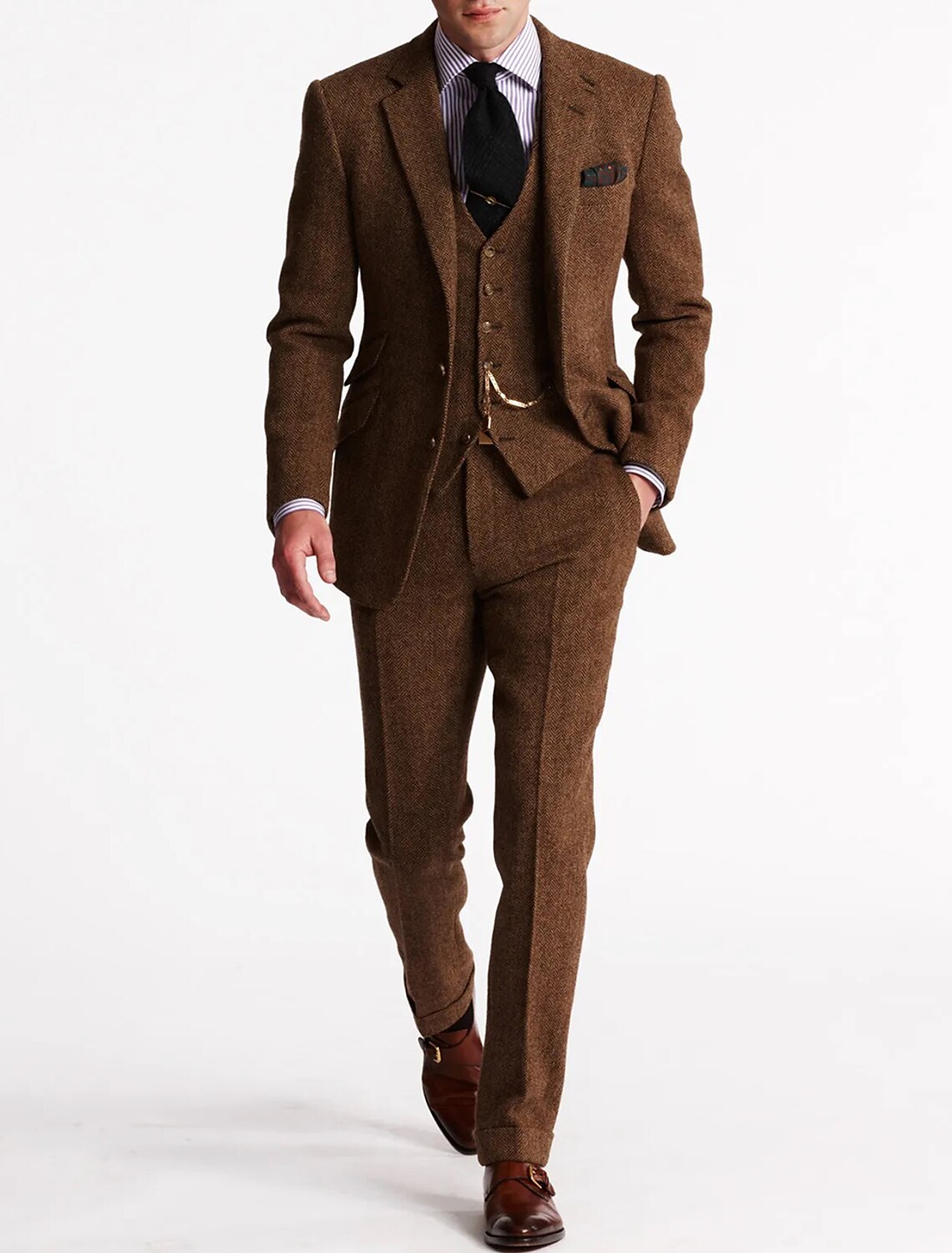 Men's Three Piece Wool Tweed Suit for Winter