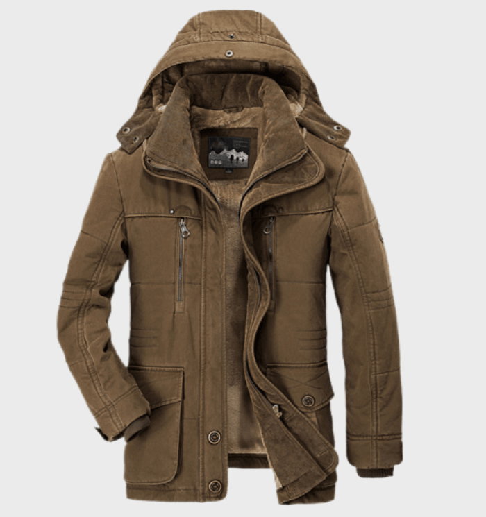 Men’s Fleece Lined Hooded Parka Jacket for Winter