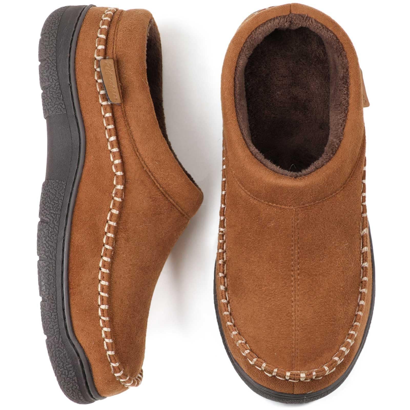 Men’s Fleece Lined Moccasin Slippers for Winter