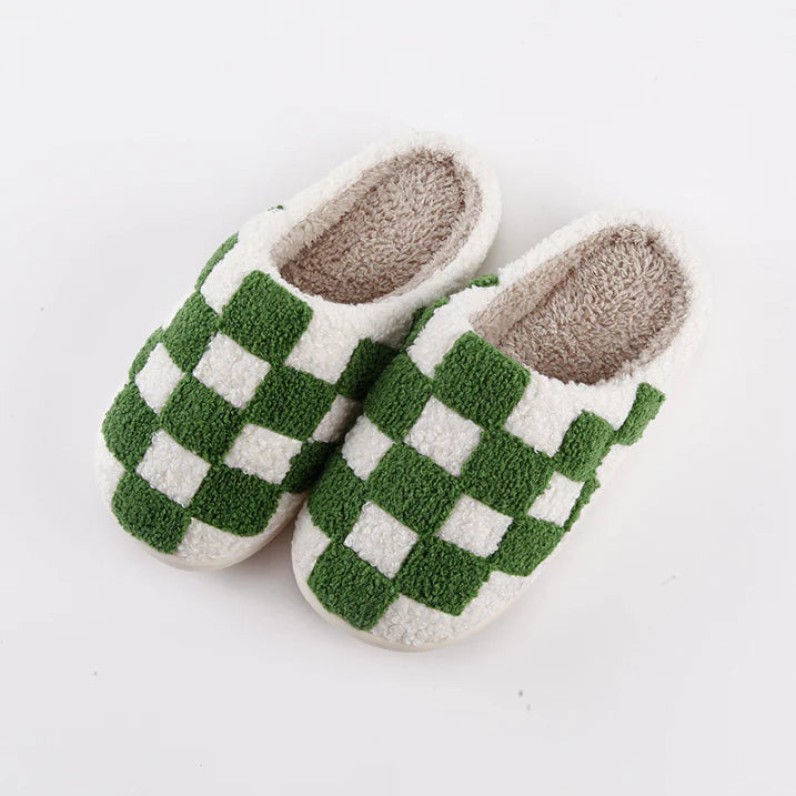 Women’s Checkered Slip-On Slippers | Winter