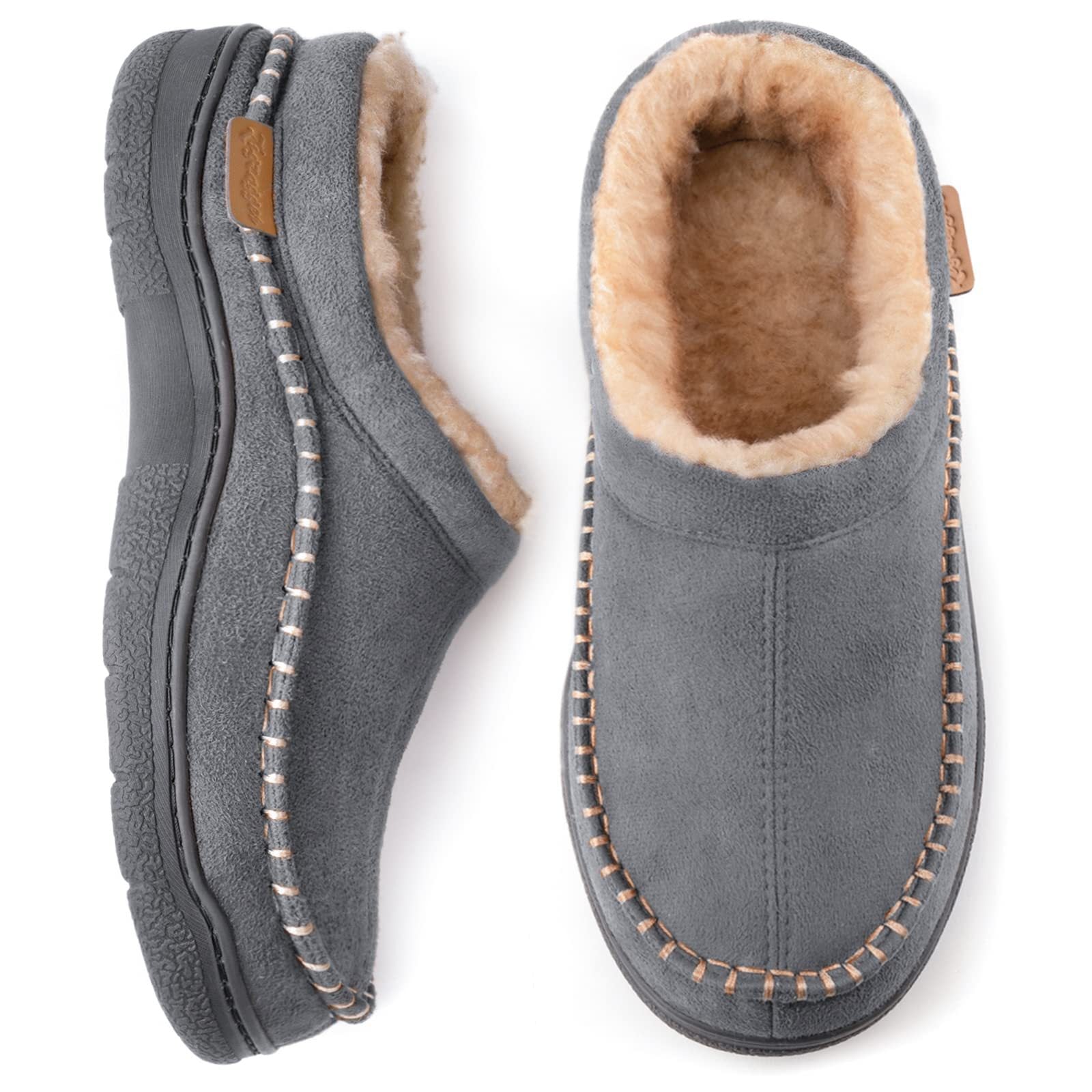 Men’s Fleece Lined Moccasin Slippers for Winter