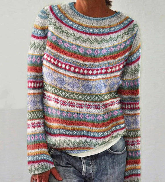 Women’s Striped Knitted Jumper for Winter