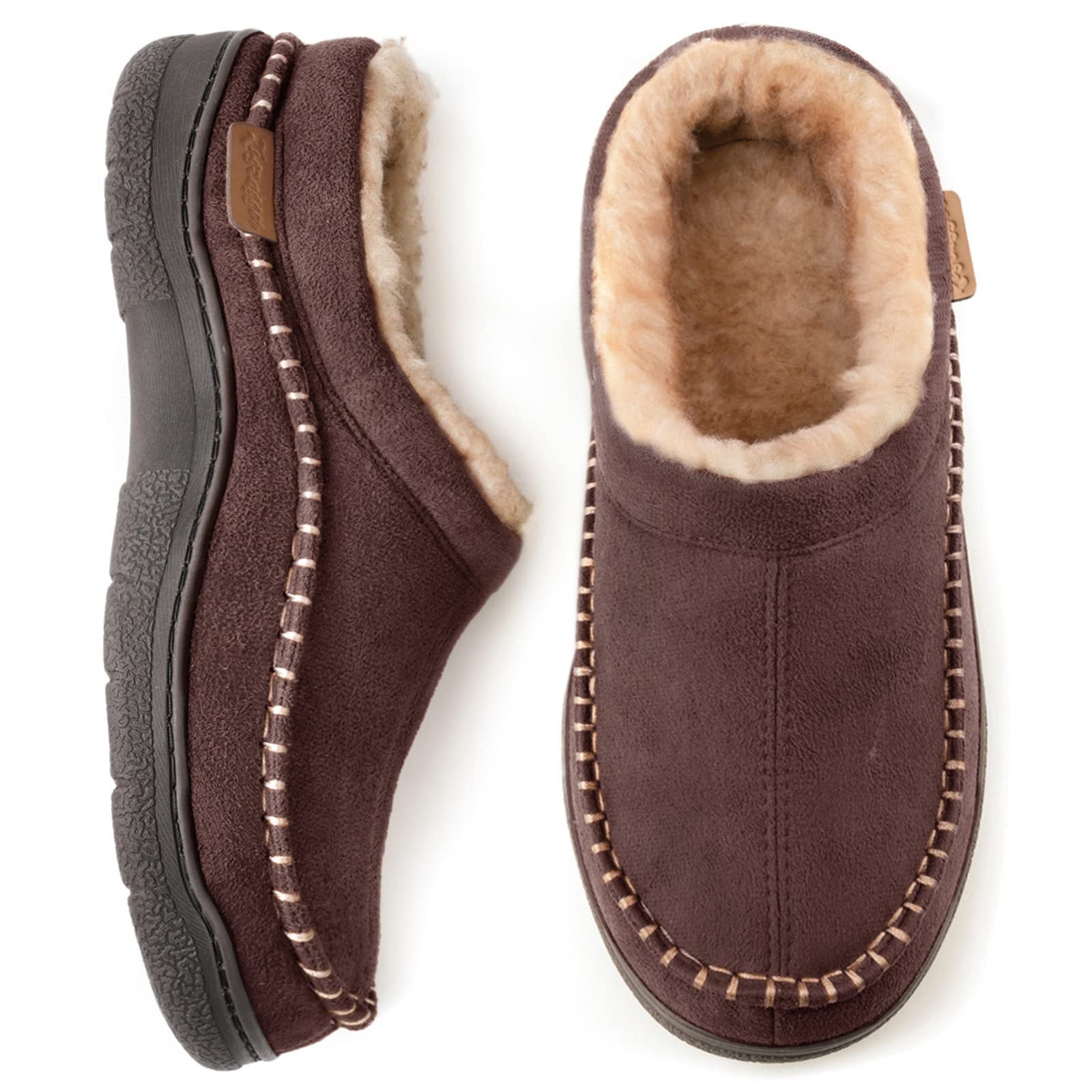 Men’s Fleece Lined Moccasin Slippers for Winter