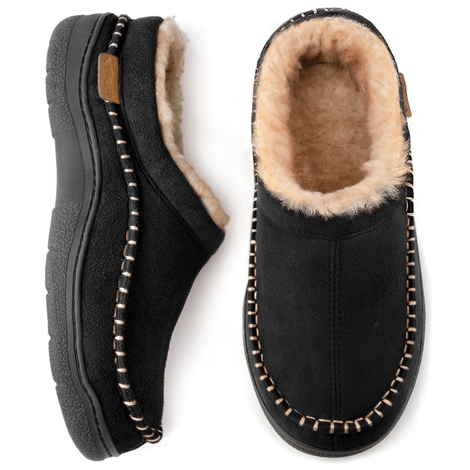 Men’s Fleece Lined Moccasin Slippers for Winter