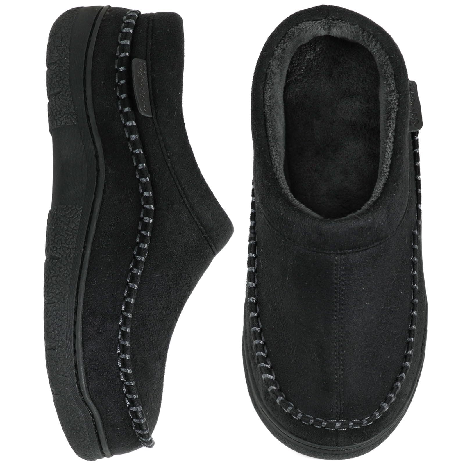 Men’s Fleece Lined Moccasin Slippers for Winter