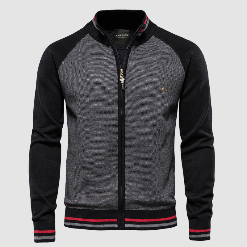 Men’s Zip-Up Wool Blend Knit Jacket for Winter