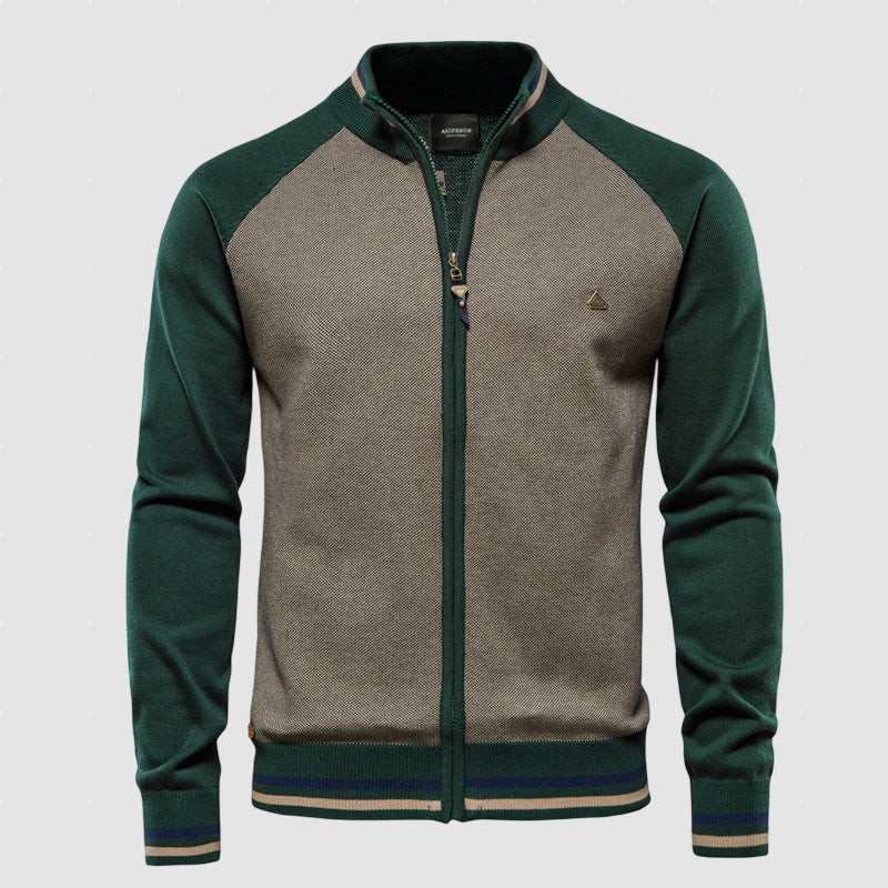 Men’s Zip-Up Wool Blend Knit Jacket for Winter