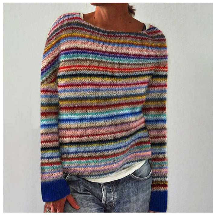 Women’s Striped Knitted Jumper for Winter