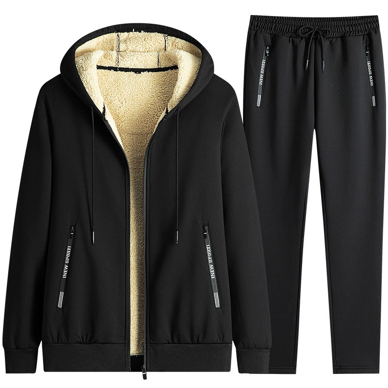 Men’s Fleece Hoodie Tracksuit Set for Winter
