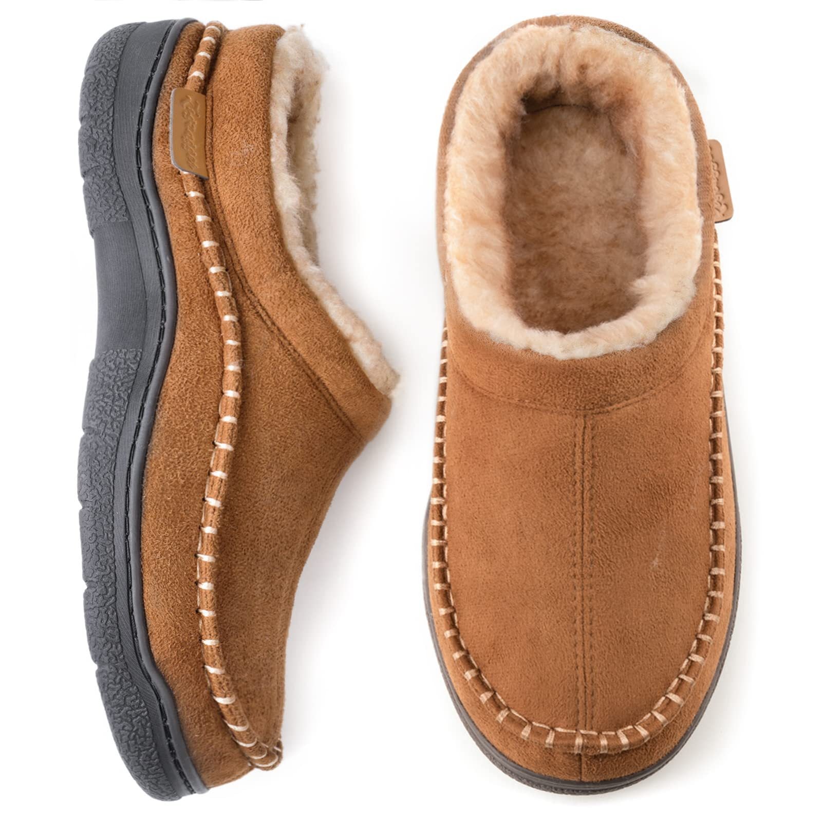 Men’s Fleece Lined Moccasin Slippers for Winter