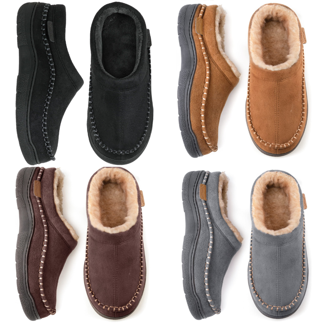 Men’s Fleece Lined Moccasin Slippers for Winter