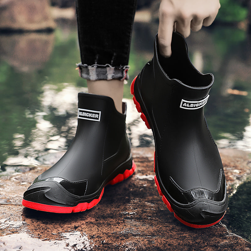 Men’s Waterproof Rubber Ankle Boots for Winter Slip On