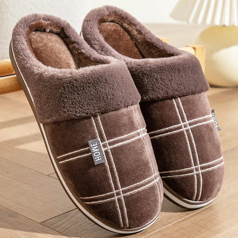 Men’s Plaid Slip-On Slippers | Winter