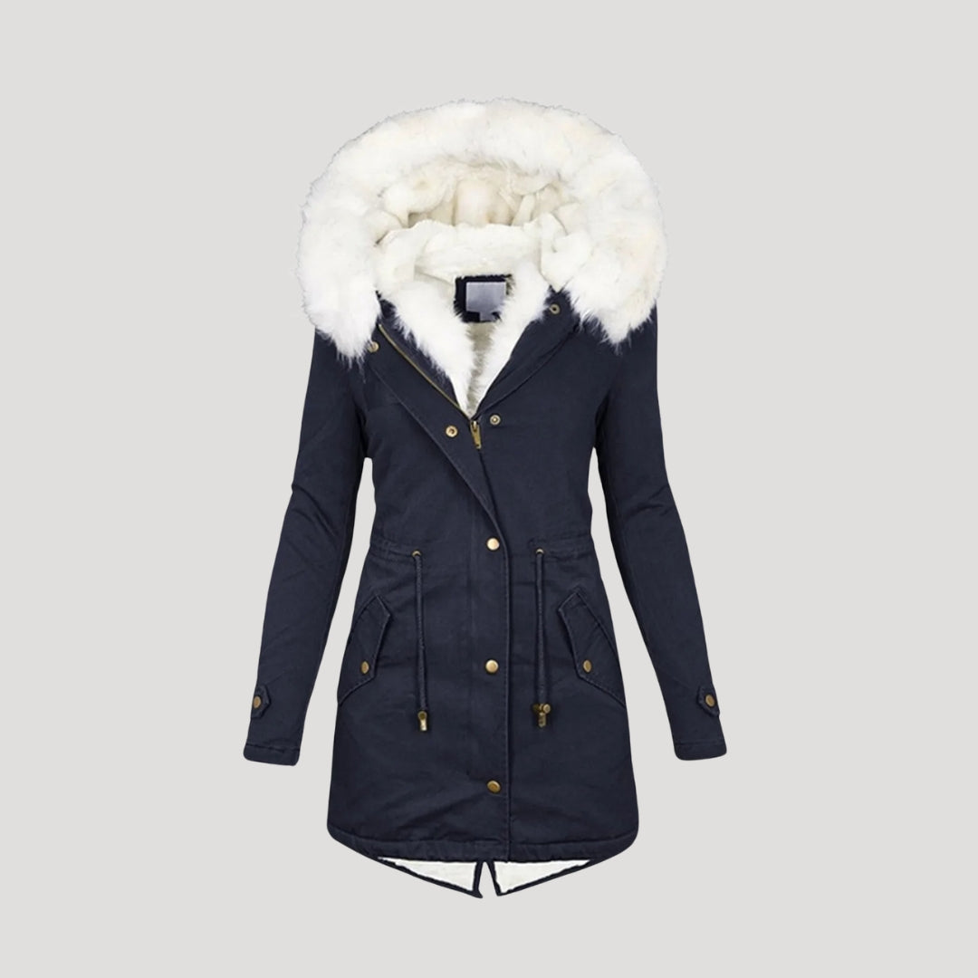 Women’s Insulated Hooded Parka Coat with Faux Fur Trim for Winter