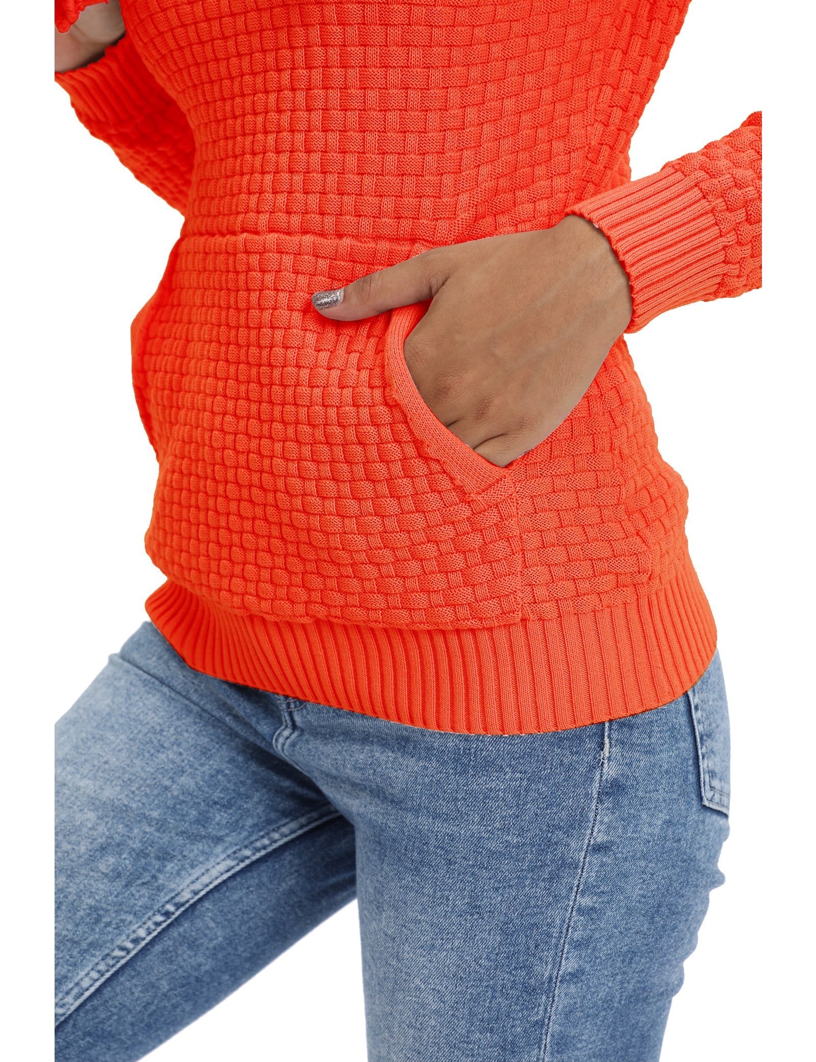 Women’s Knitted Hoodie Cotton Blend Warm Winter Jumper