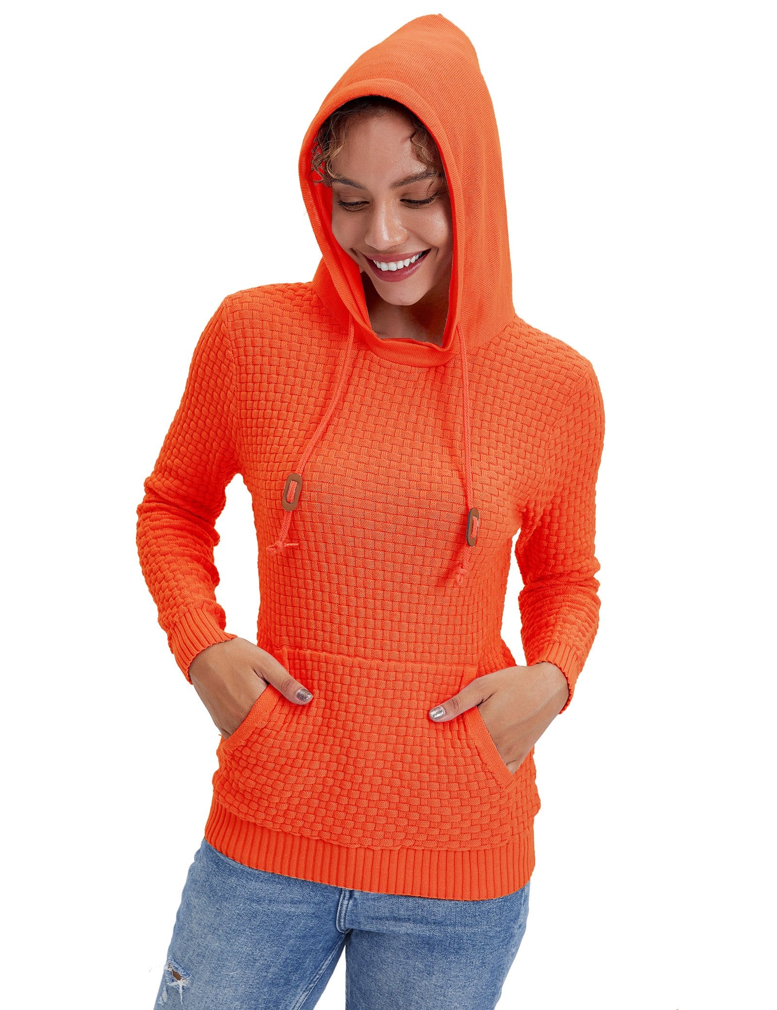 Women’s Knitted Hoodie Cotton Blend Warm Winter Jumper