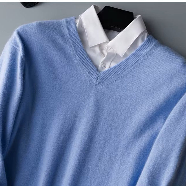 Men’s Merino Wool V Neck Jumper for Winter