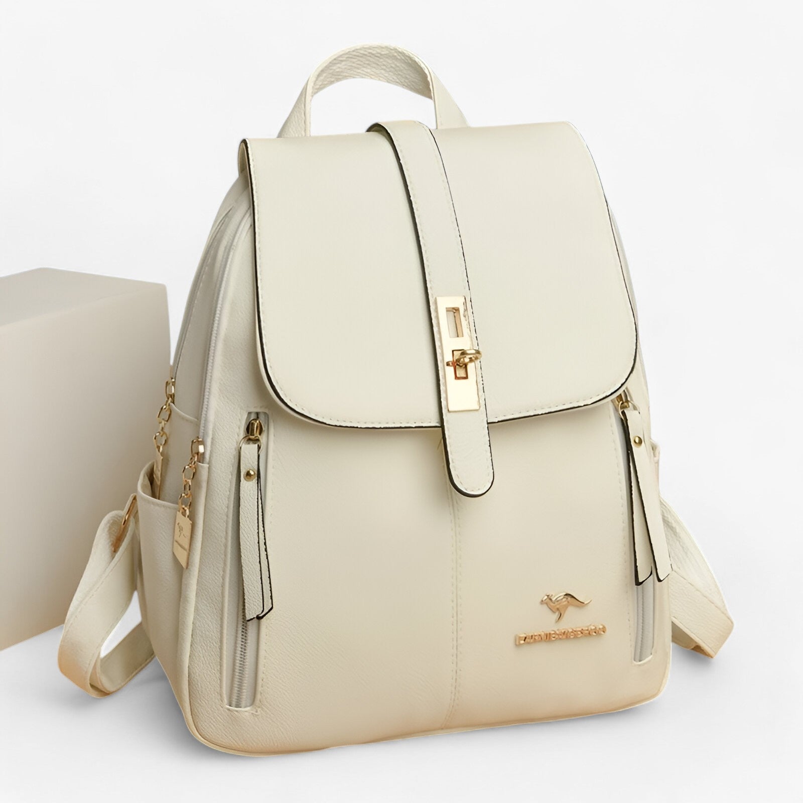 Women’s Leather Backpack with Secure Closure for Everyday Use and Workwear