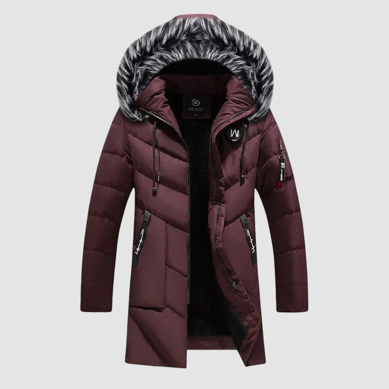 Men’s Fleece-Lined Winter Puffer Coat | Hooded Insulated Jacket