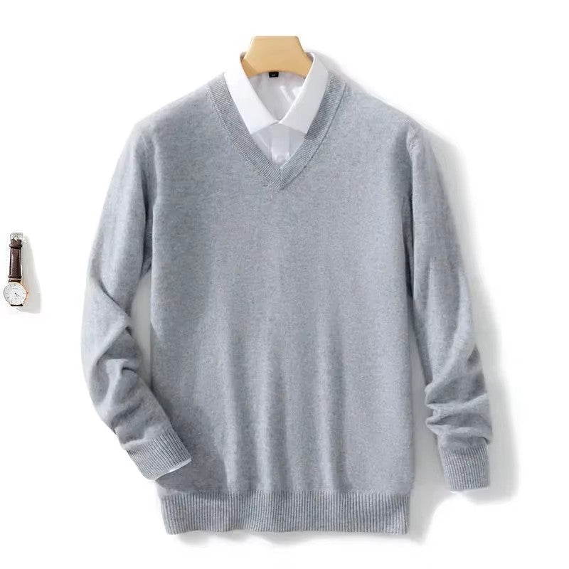 Men’s Merino Wool V Neck Jumper for Winter