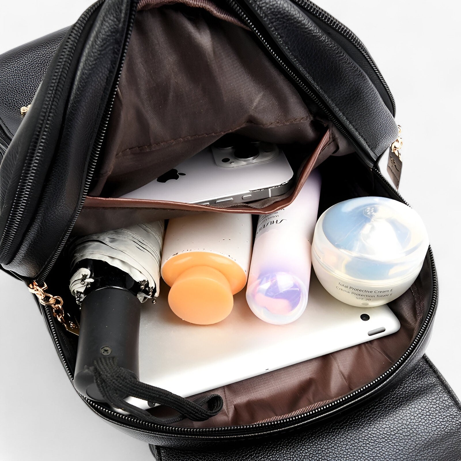 Women’s Leather Backpack with Secure Closure for Everyday Use and Workwear