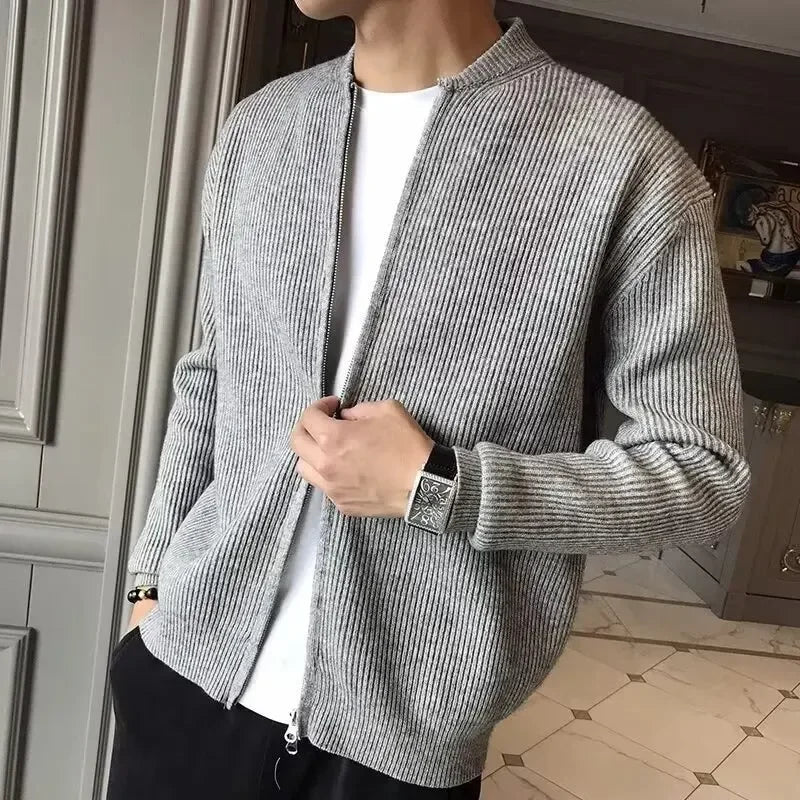Men’s Knitted Zip Cardigan for Winter