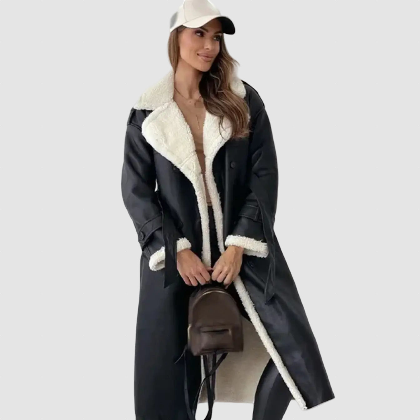 Women’s Shearling Coat with Fleece Lining for Winter