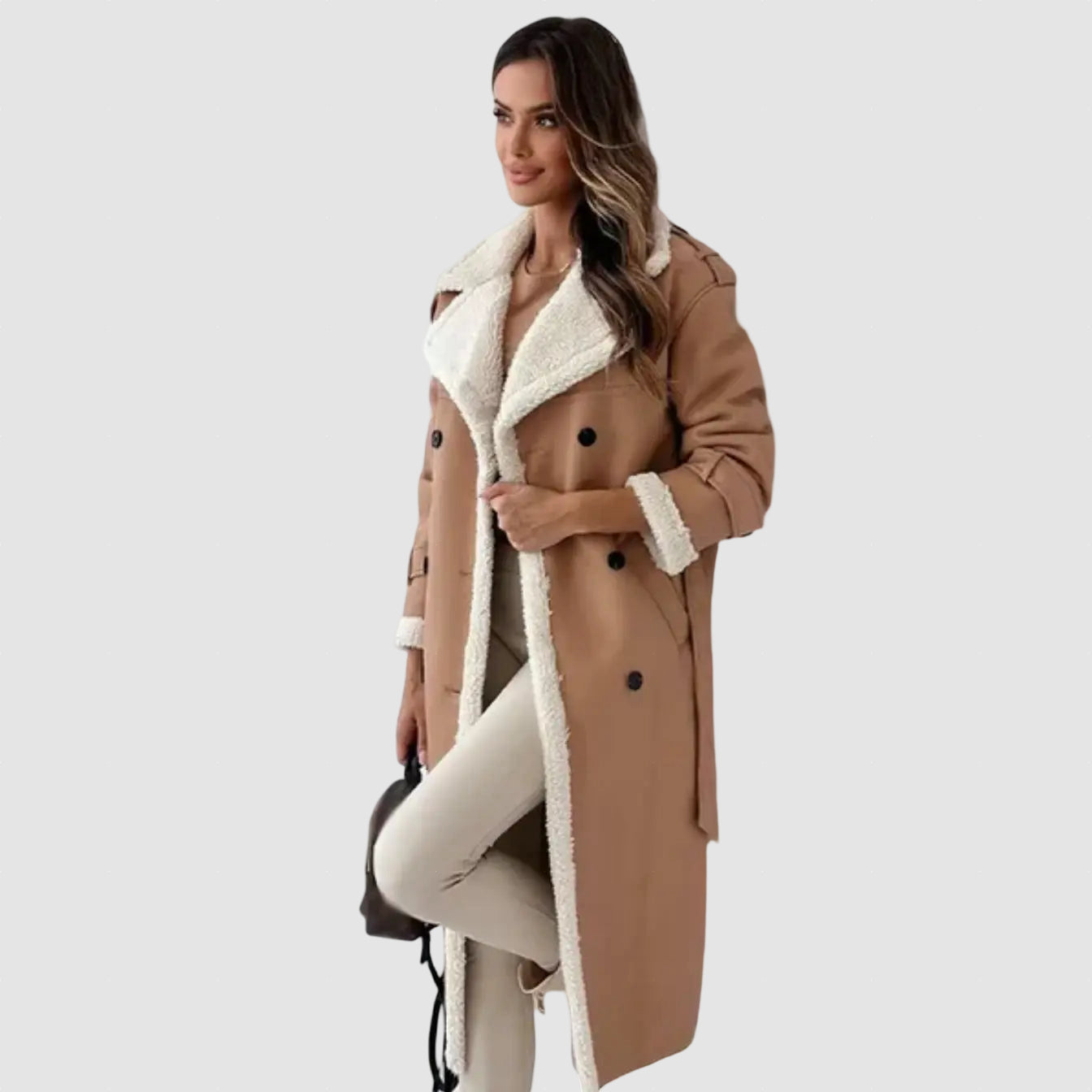 Women’s Shearling Coat with Fleece Lining for Winter