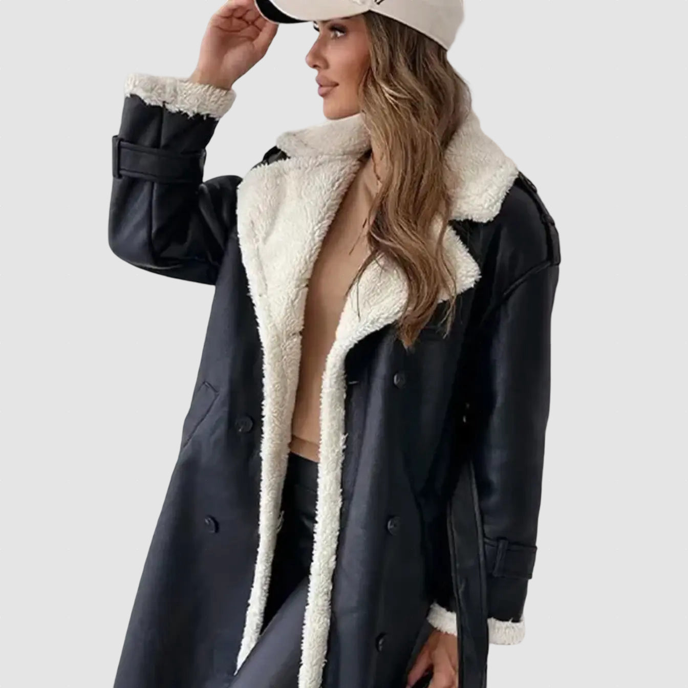 Women’s Shearling Coat with Fleece Lining for Winter