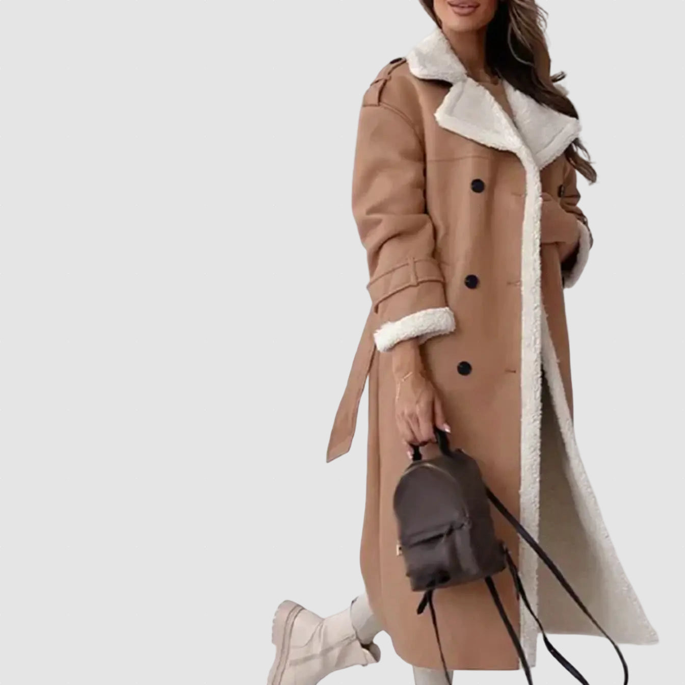 Women’s Shearling Coat with Fleece Lining for Winter