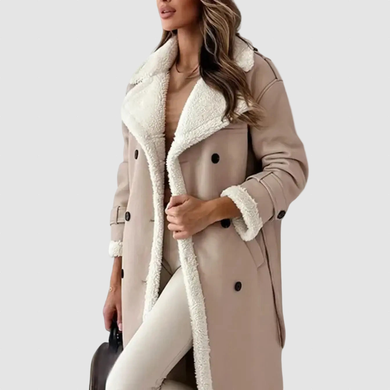 Women’s Shearling Coat with Fleece Lining for Winter