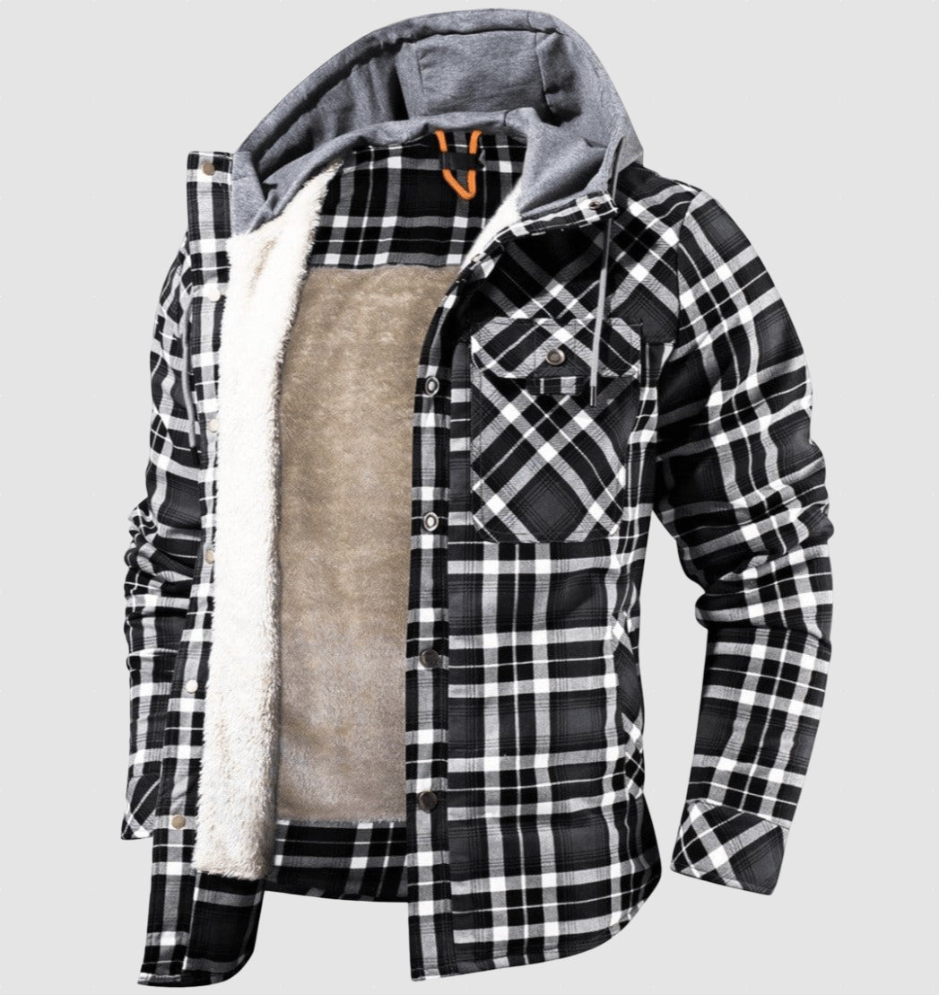 Men’s Hooded Fleece Lined Shirt Jacket for Winter