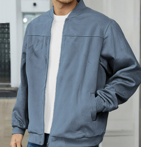 Men’s Suede Leather Bomber Jacket for Winter