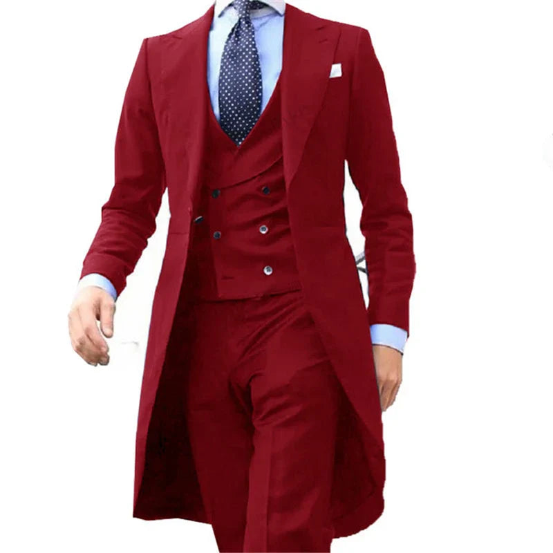 Men’s Wool Three Piece Suit for Winter Formal Wear