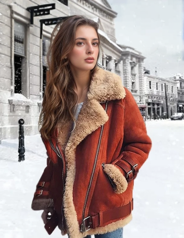 Women’s Shearling Aviator Jacket for Winter