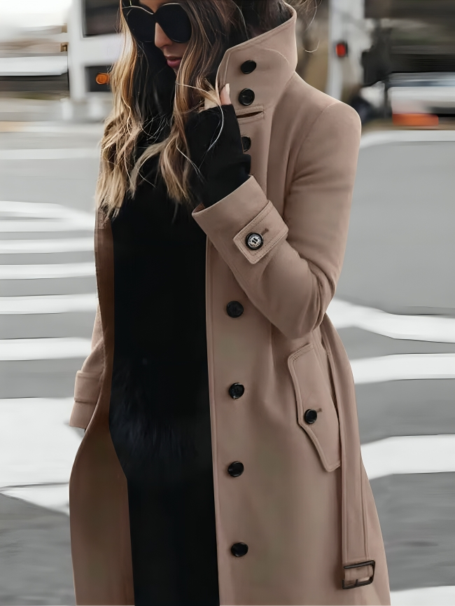 Women’s Wool Blend Long Coat for Winter