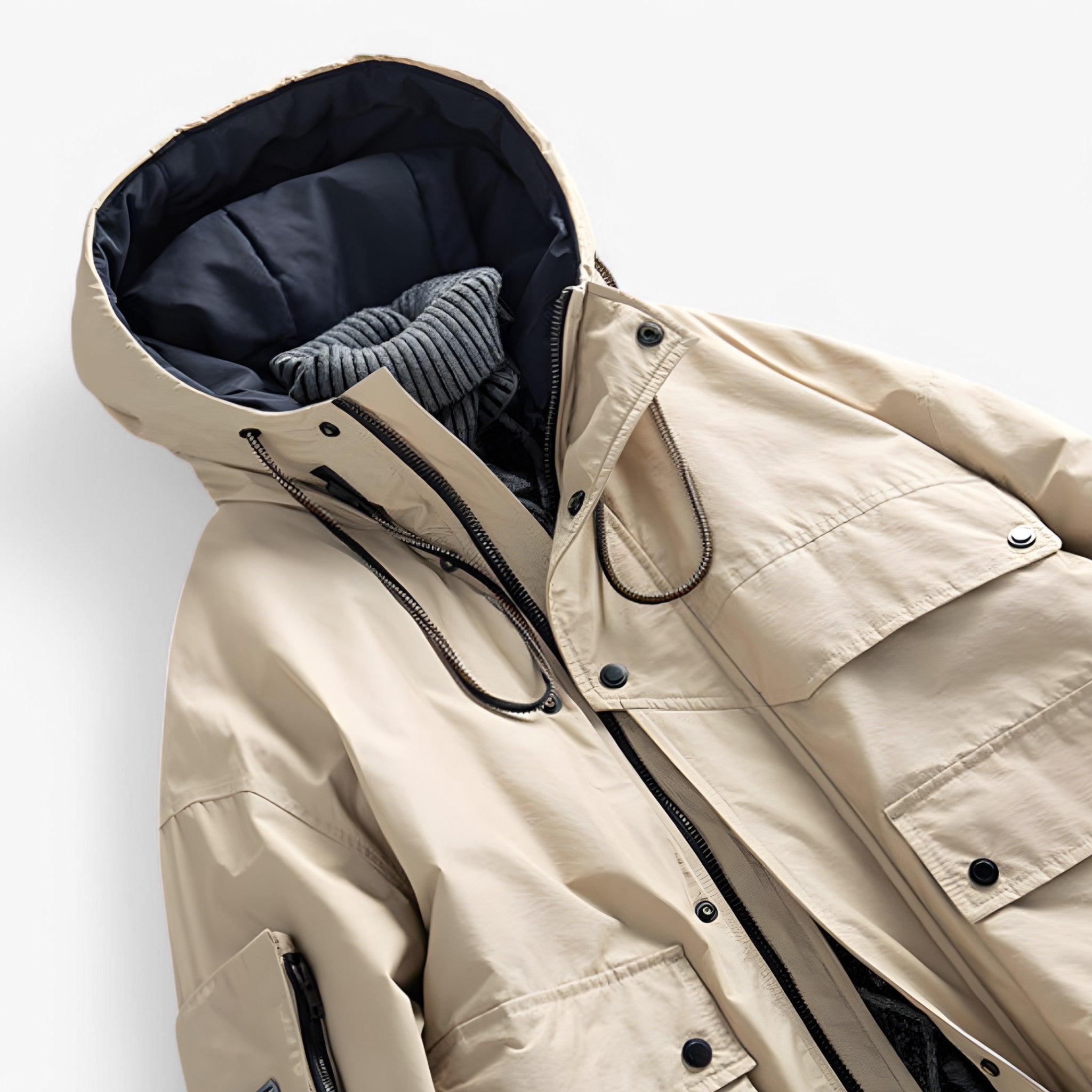 Men’s Hooded Winter Jacket with Fleece Lining