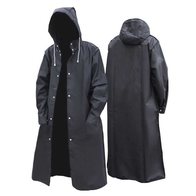 Men’s Waterproof Long Raincoat in Polyester for Winter