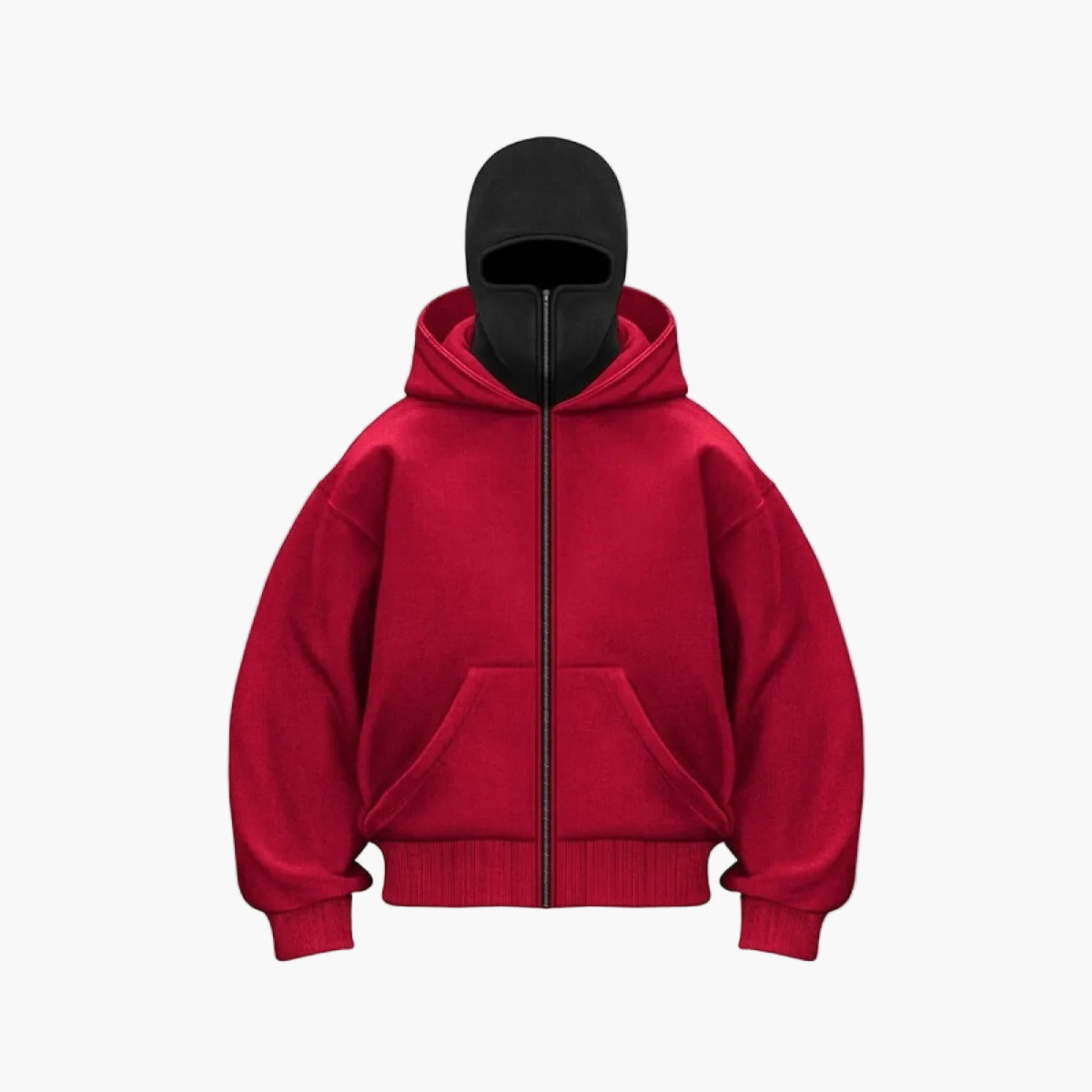 Men’s Zip Up Fleece Hoodie with Integrated Face Mask for Winter