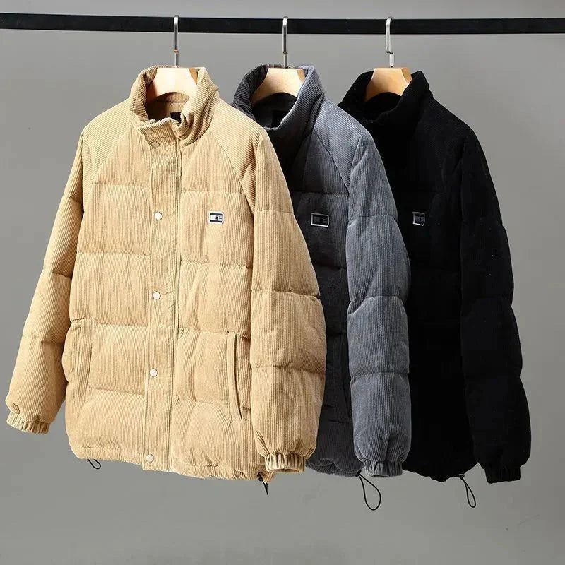 Men’s Corduroy Puffer Jacket Insulated for Winter