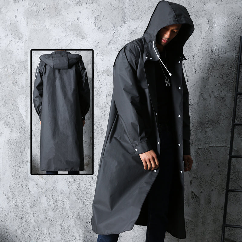 Men’s Waterproof Long Raincoat in Polyester for Winter