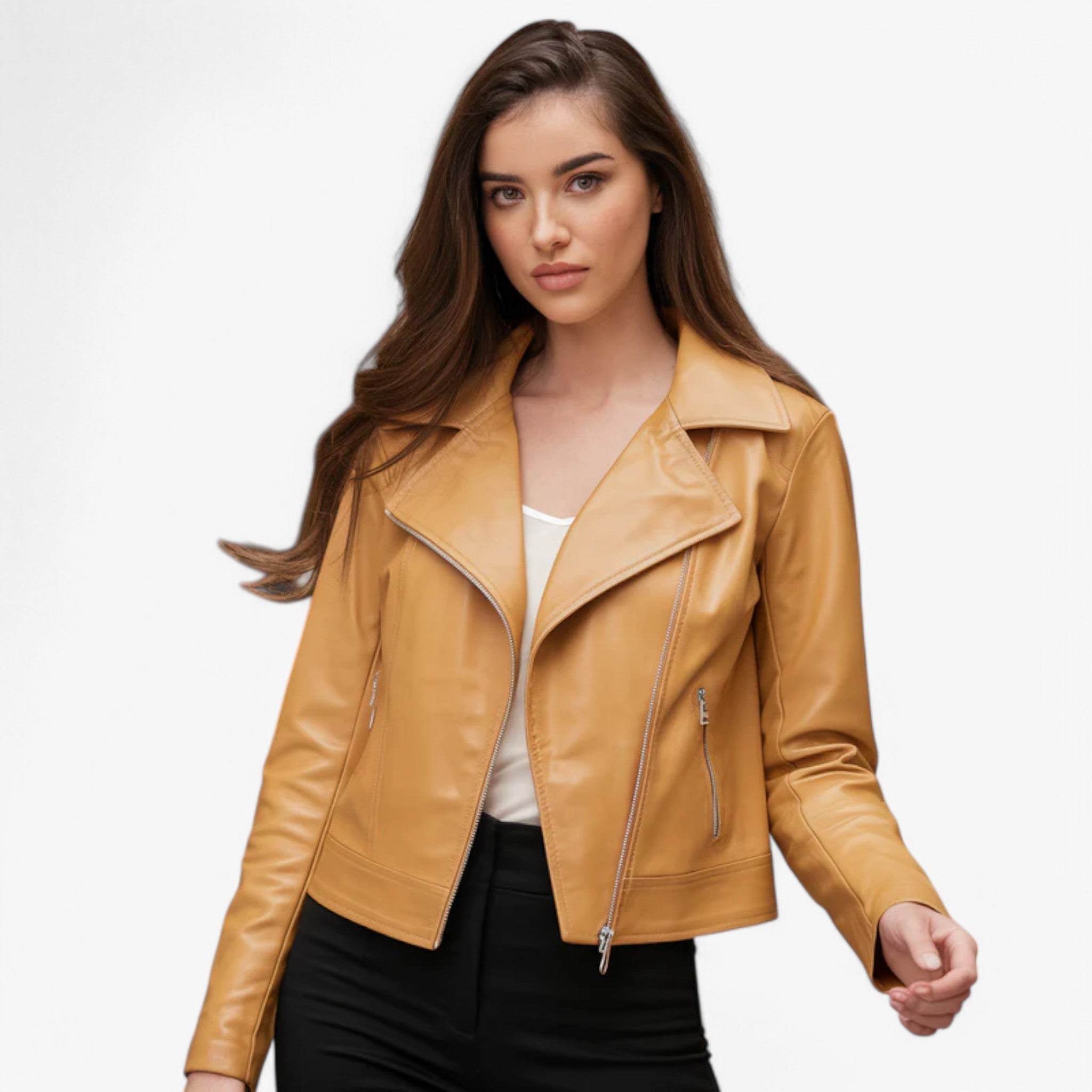 Women’s Leather Biker Jacket for Spring Winter