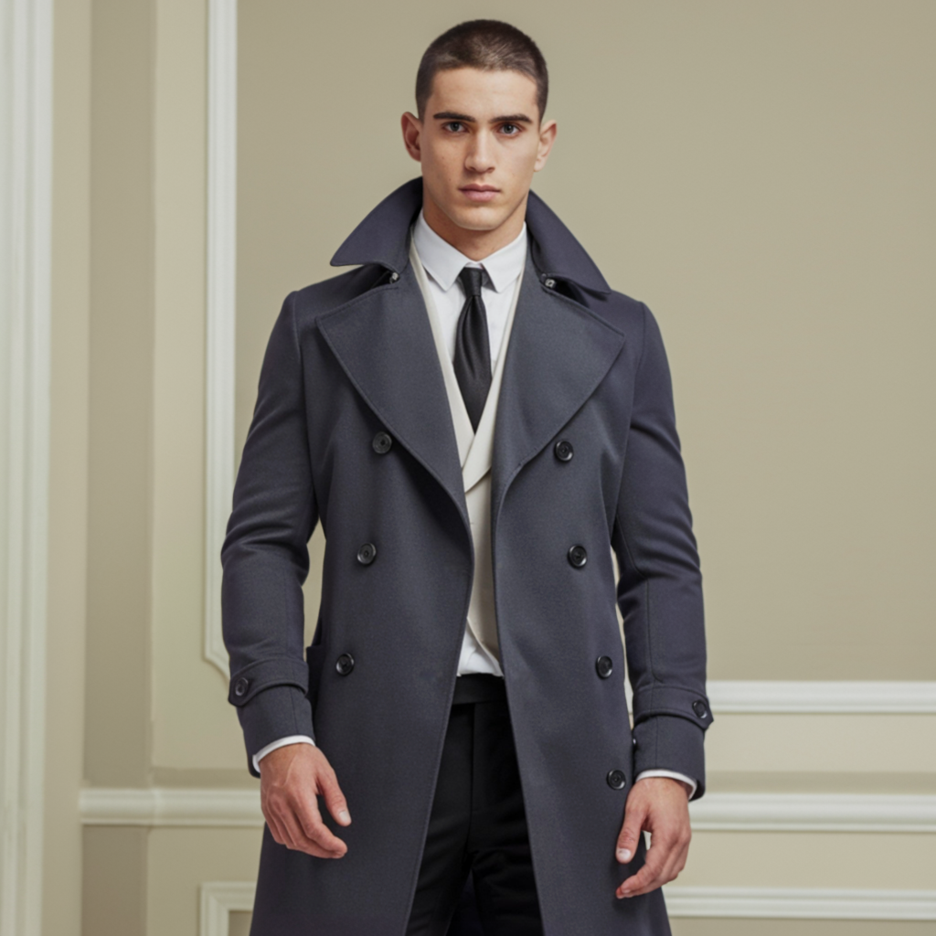 Men’s Long Wool Overcoat for Winter