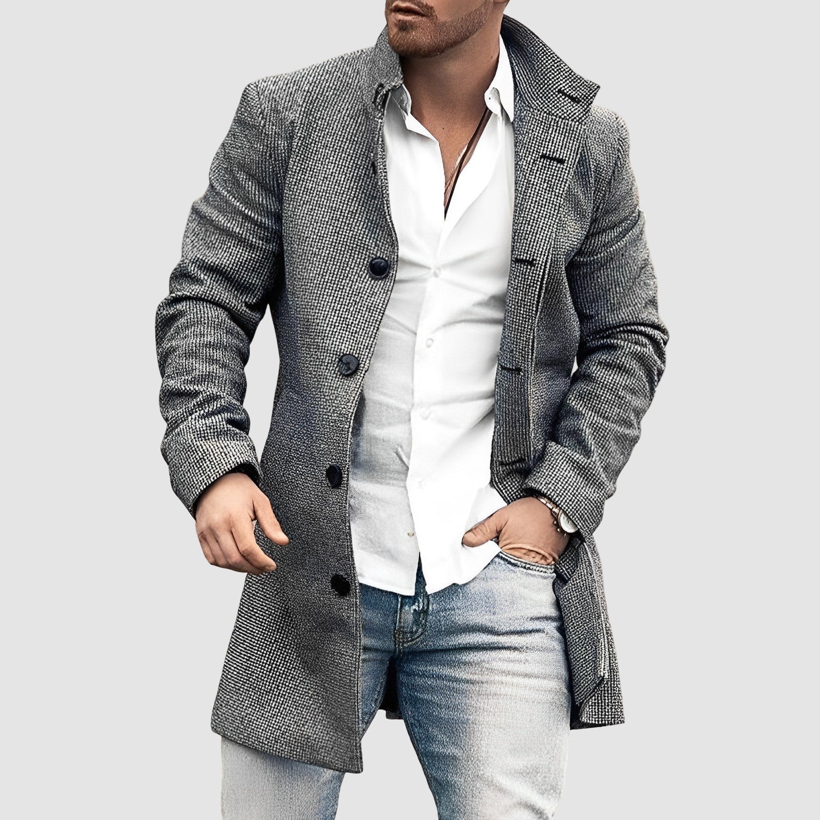 Men’s Wool Blend Winter Overcoat | Classic Long Coat