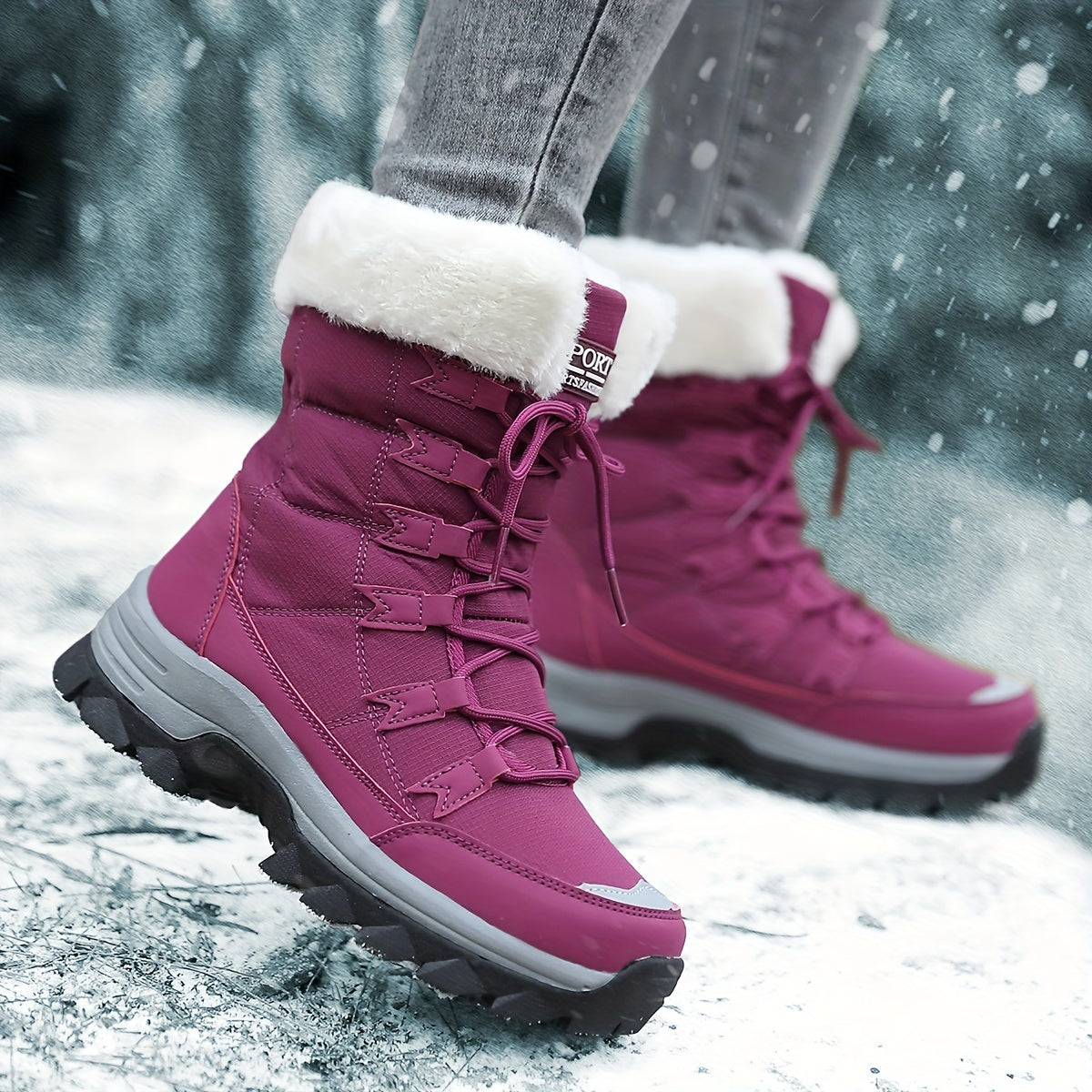 Women’s Winter Snow Boots with Fleece Lining for Cold Weather
