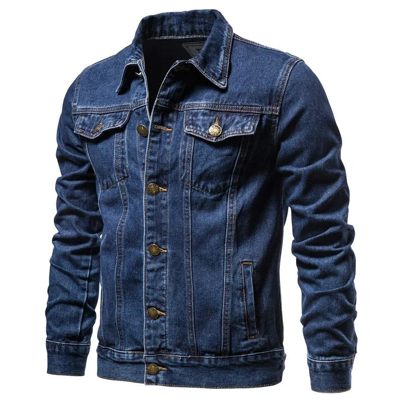 Men's Classic Denim Jacket with Twin Chest Pockets 9H3J5K1N