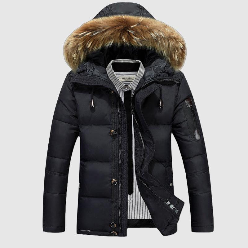 Men's Fleece Lined Winter Jacket with Hood
