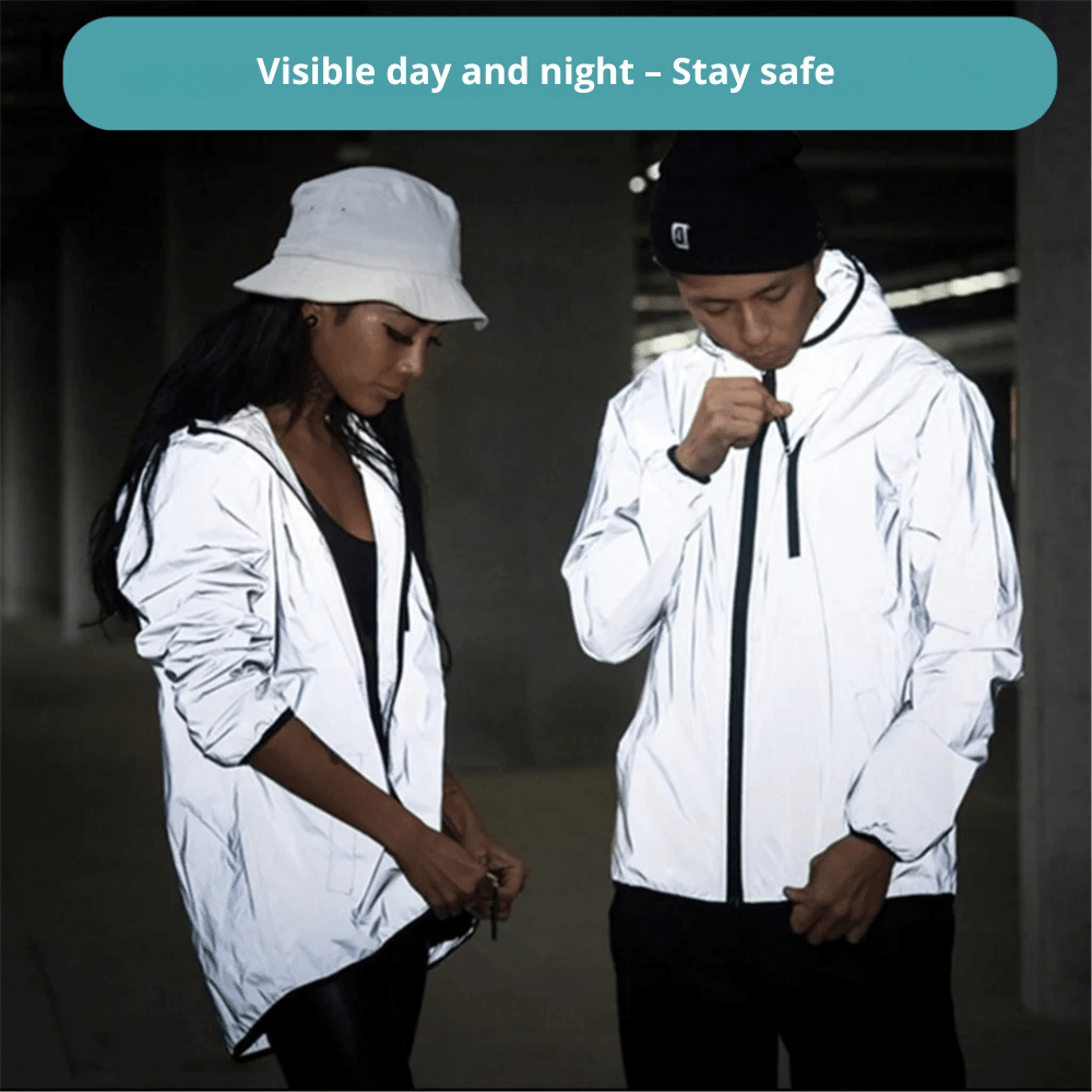 Men's Reflective Polyester Hooded Jacket for Winter