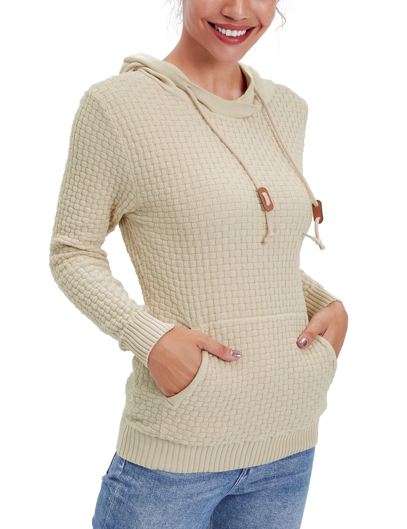 Women’s Knitted Hoodie Cotton Blend Warm Winter Jumper