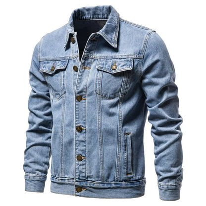 Men's Classic Denim Jacket with Twin Chest Pockets 9H3J5K1N